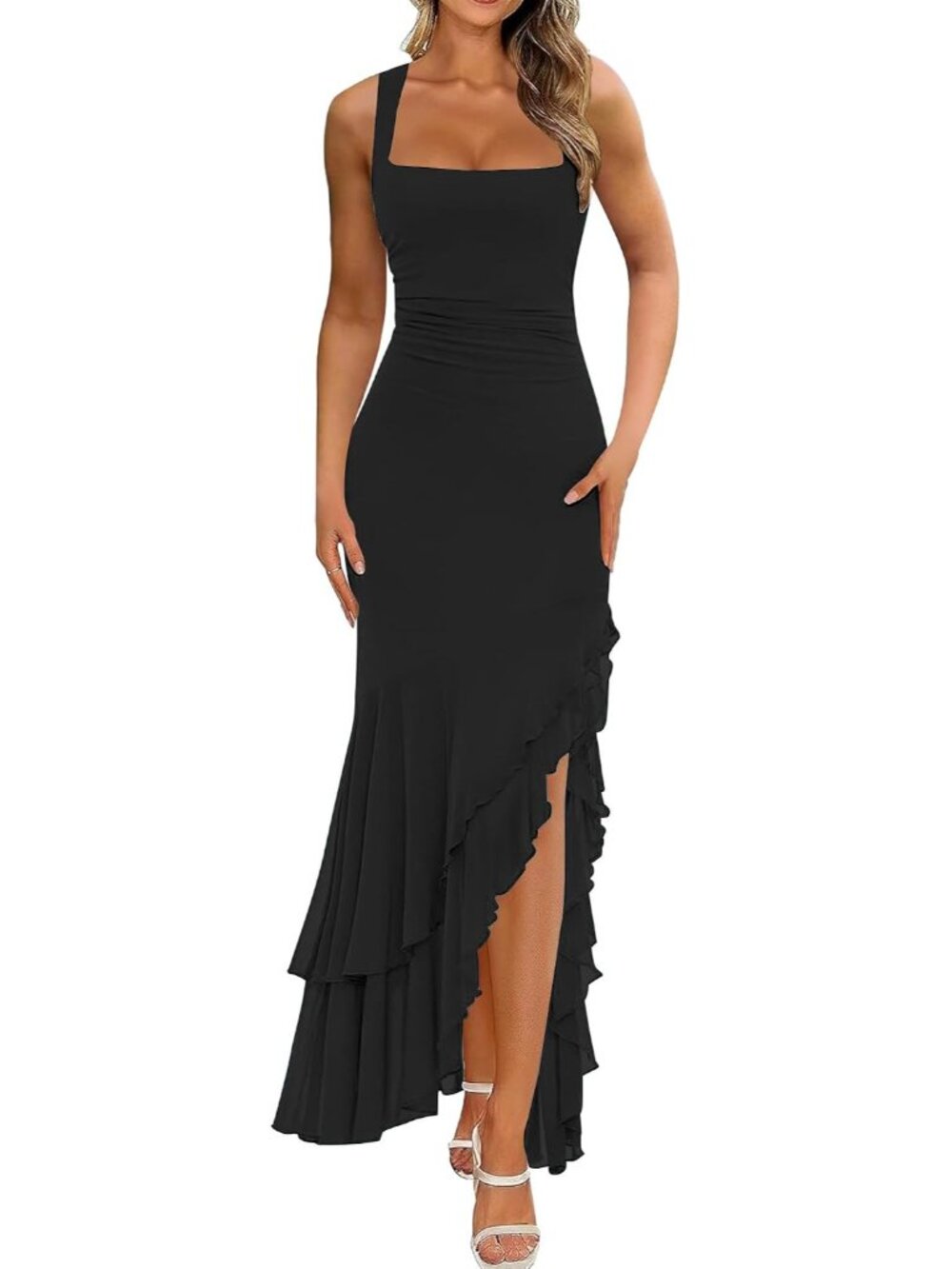 Women's Elegant Bodycon Ruched Maxi Cocktail Dress